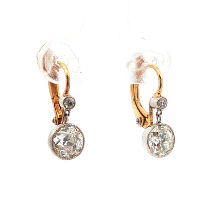 18k Yellow Gold Art Deco Yellow Gold Diamond Drop Earrings