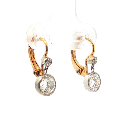 18k Yellow Gold Art Deco Yellow Gold Diamond Drop Earrings