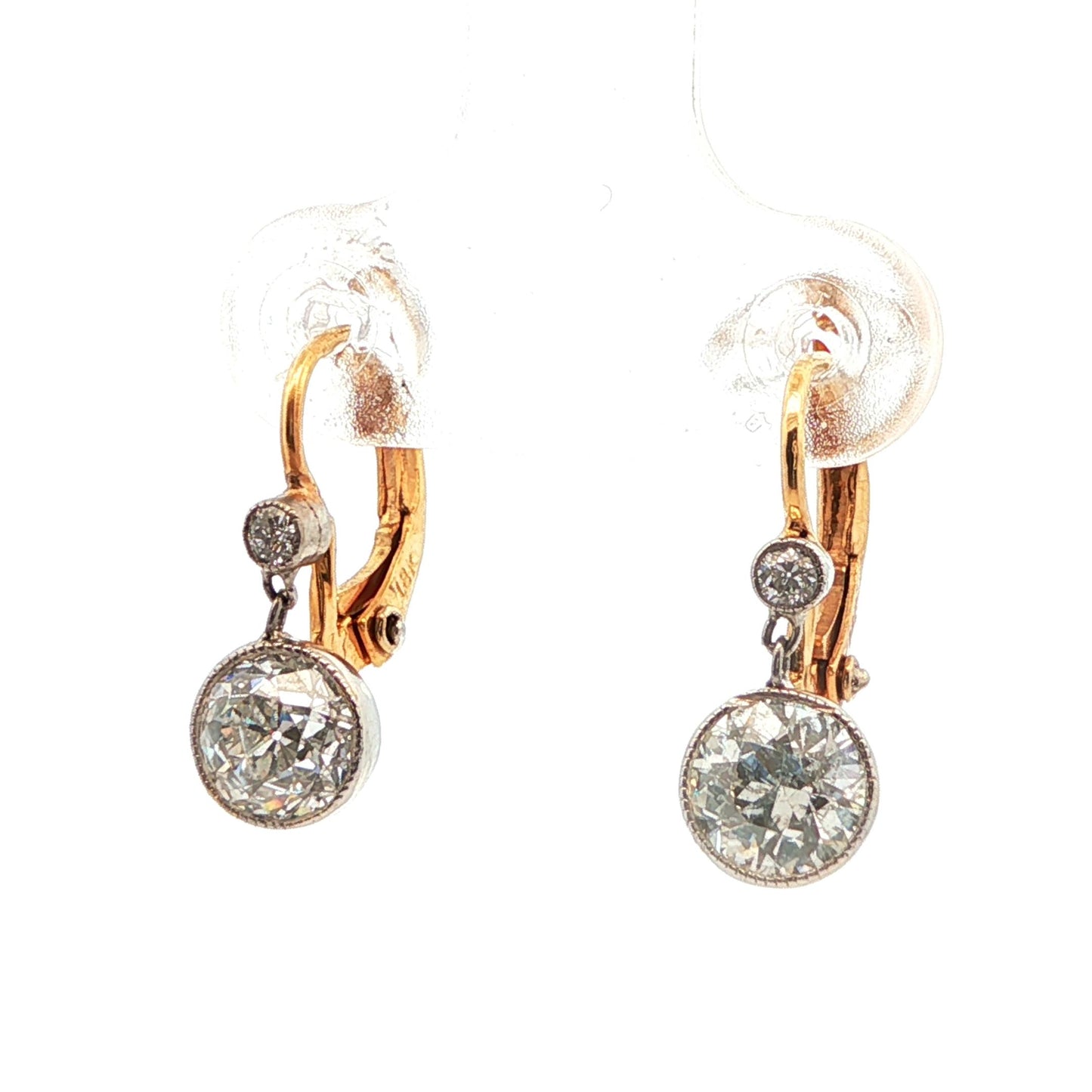 18k Yellow Gold Art Deco Yellow Gold Diamond Drop Earrings