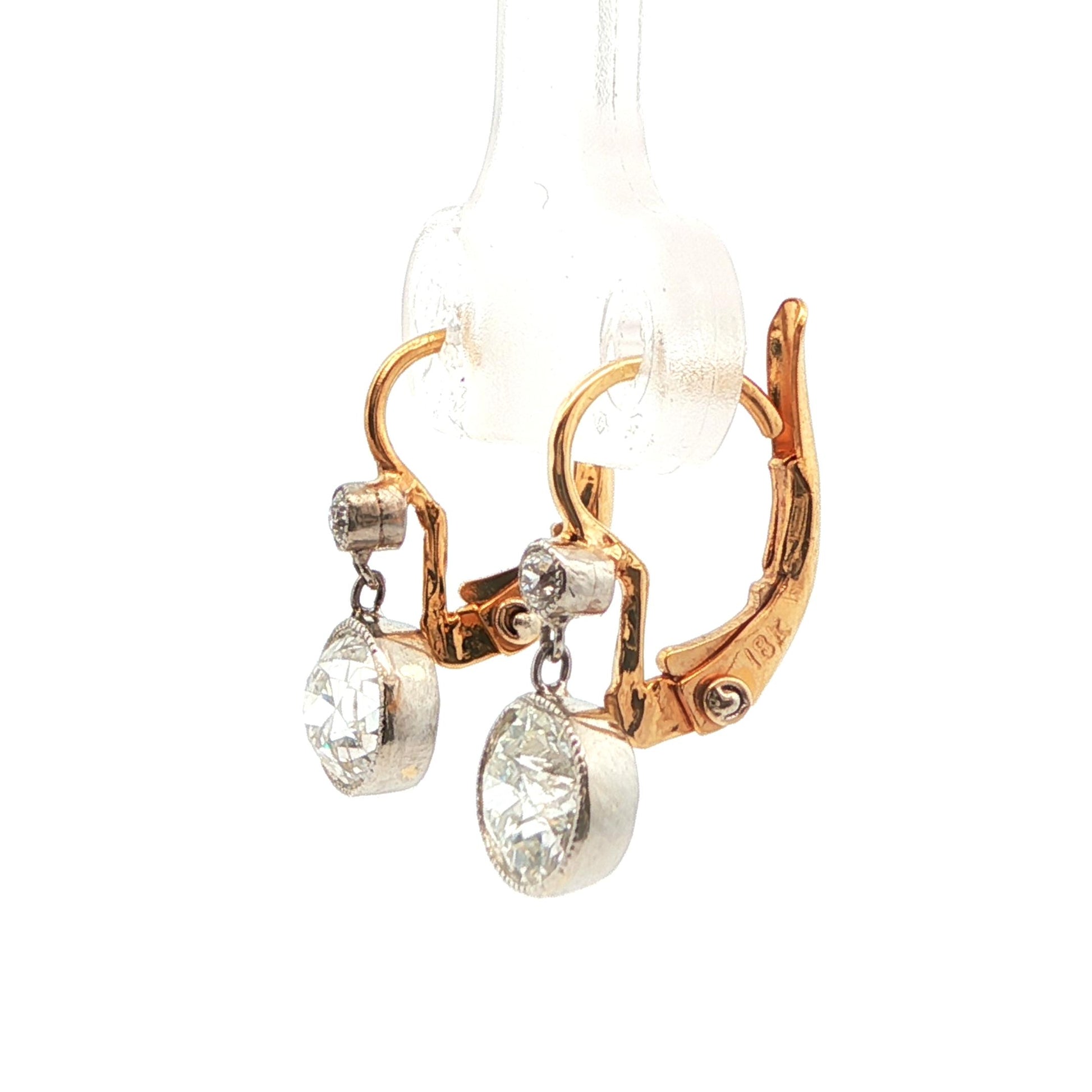 18k Yellow Gold Art Deco Yellow Gold Diamond Drop Earrings