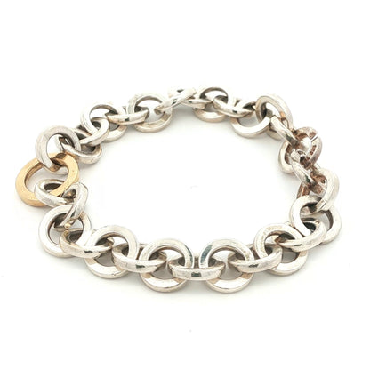 Tiffany & Co. Sterling Silver & 18K Yellow Gold Circle Link Bracelet
