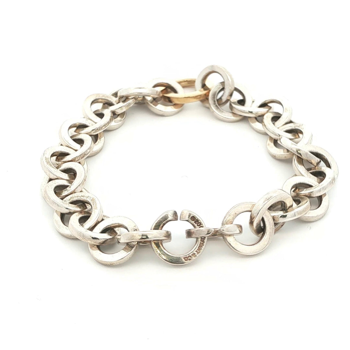 Tiffany & Co. Sterling Silver & 18K Yellow Gold Circle Link Bracelet
