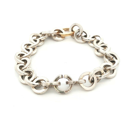 Tiffany & Co. Sterling Silver & 18K Yellow Gold Circle Link Bracelet
