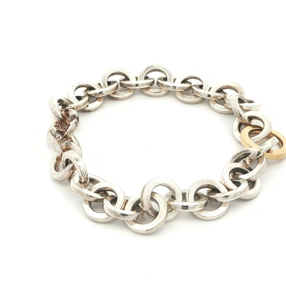 Tiffany & Co. Sterling Silver & 18K Yellow Gold Circle Link Bracelet