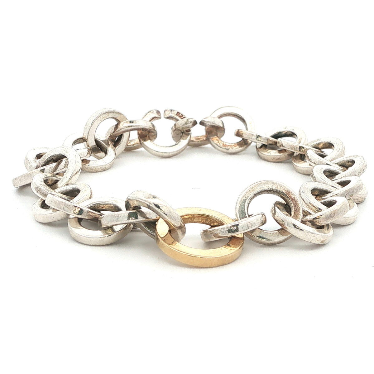 Tiffany & Co. Sterling Silver & 18K Yellow Gold Circle Link Bracelet