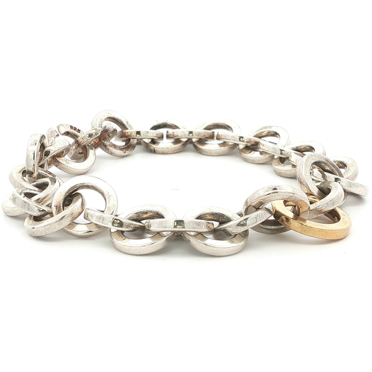 Tiffany & Co. Sterling Silver & 18K Yellow Gold Circle Link Bracelet