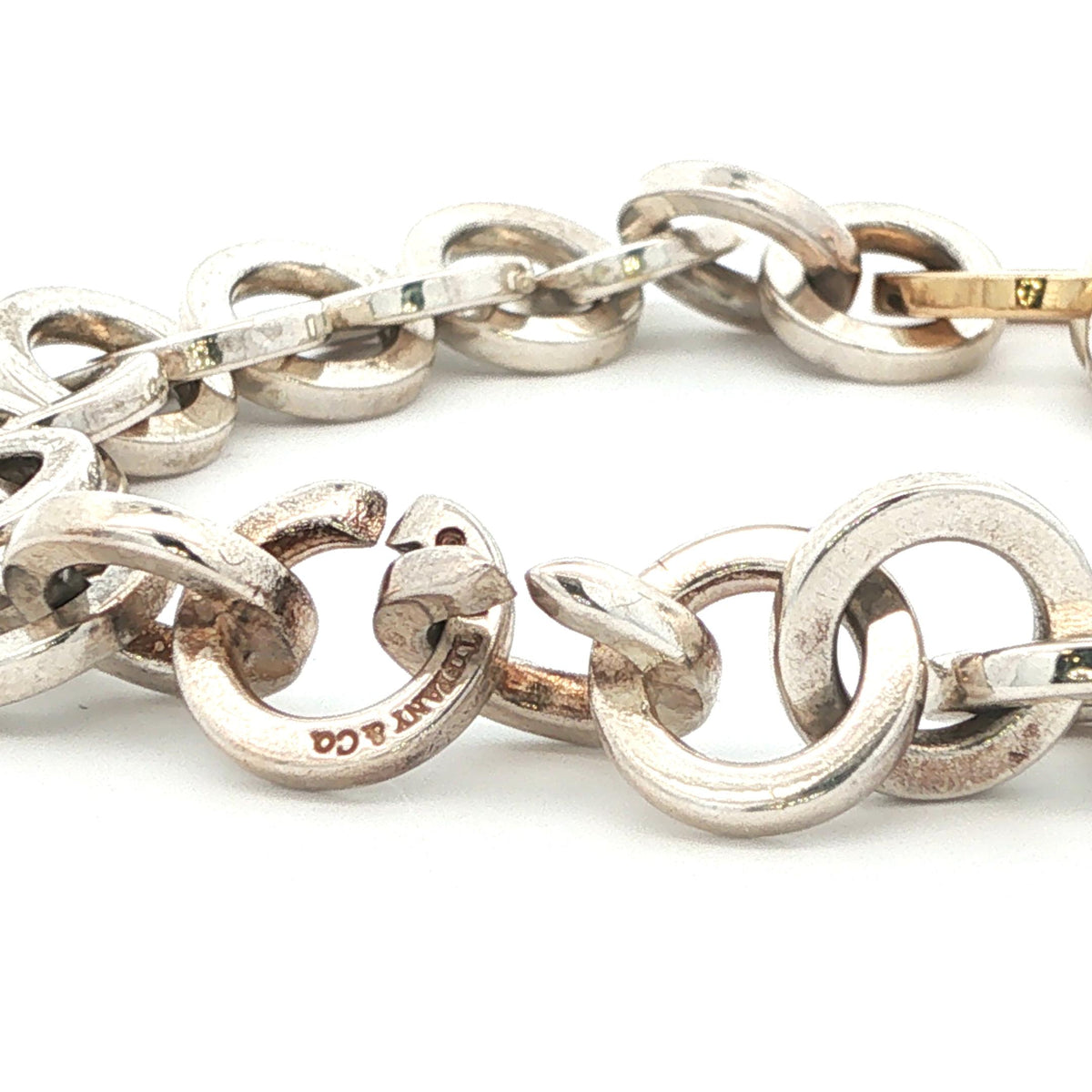 Tiffany & Co. Sterling Silver & 18K Yellow Gold Circle Link Bracelet