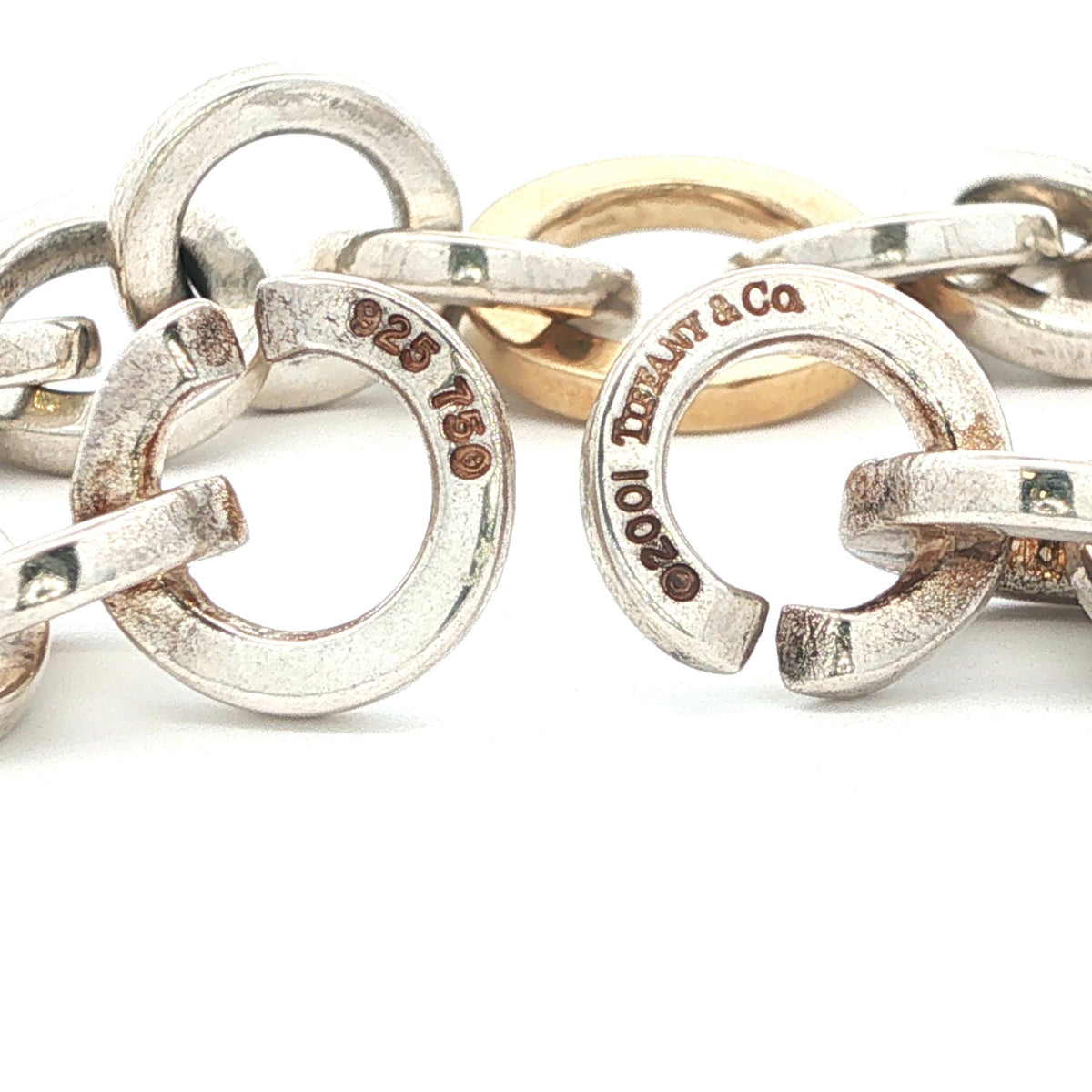 Tiffany & Co. Sterling Silver & 18K Yellow Gold Circle Link Bracelet