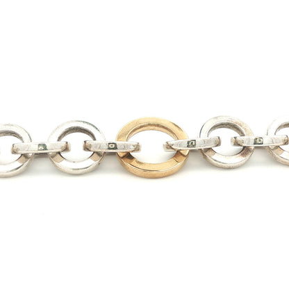 Tiffany & Co. Sterling Silver & 18K Yellow Gold Circle Link Bracelet