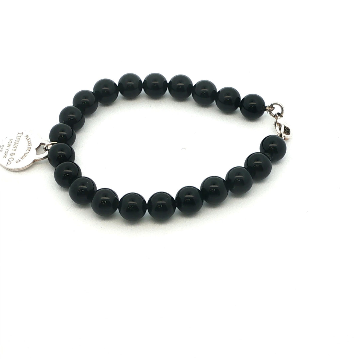Tifffany & Co. Black Onyx Bead + Heart Tag Bracelet