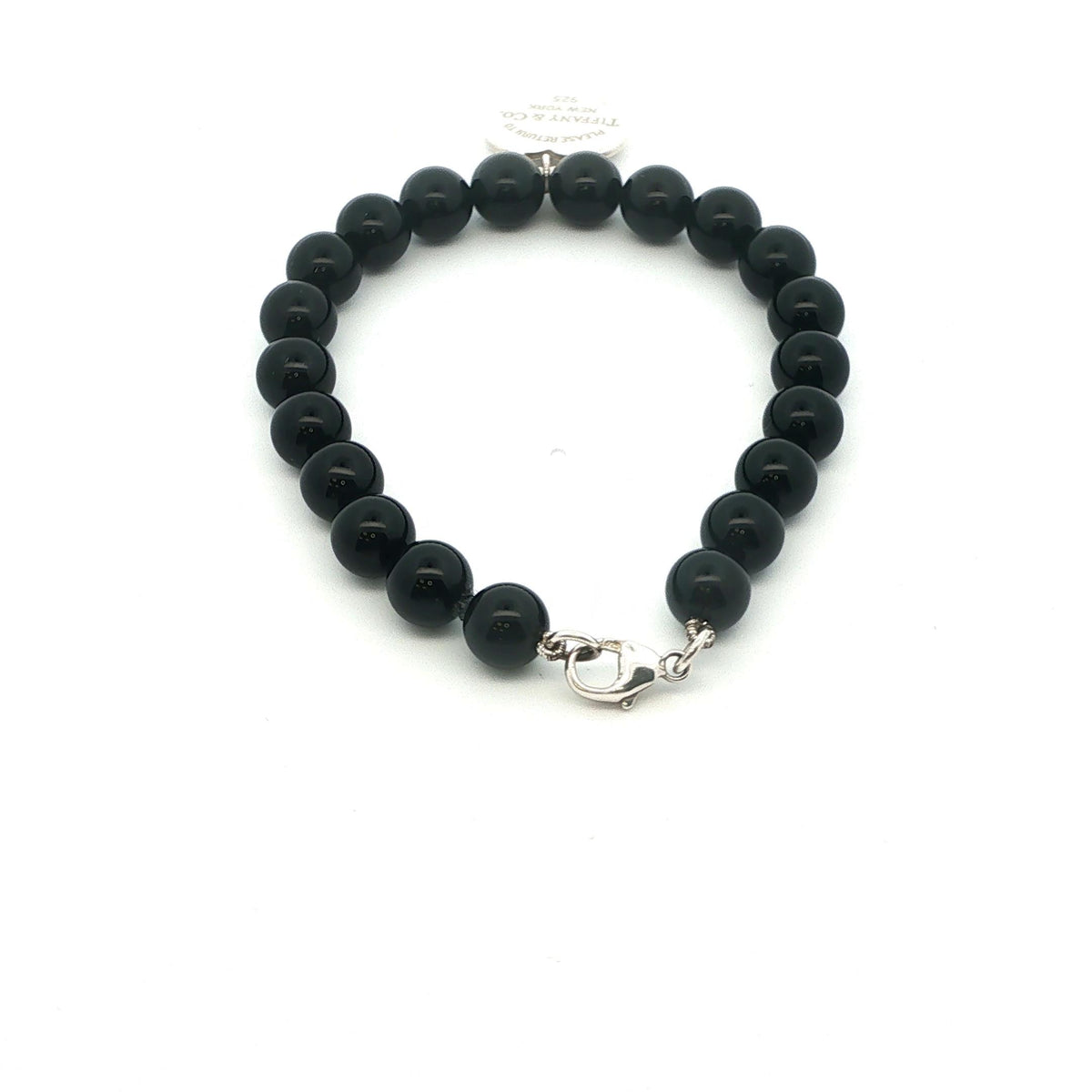 Tifffany & Co. Black Onyx Bead + Heart Tag Bracelet