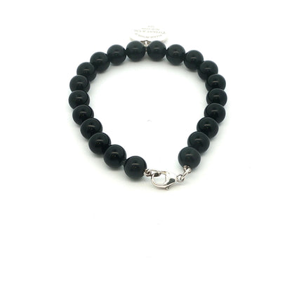 Tifffany & Co. Black Onyx Bead + Heart Tag Bracelet