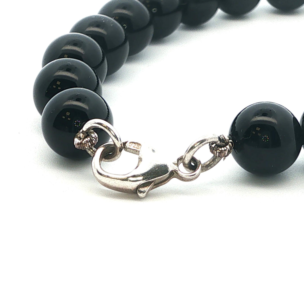 Tifffany & Co. Black Onyx Bead + Heart Tag Bracelet