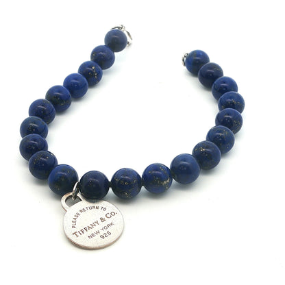 Tiffany & Co. Blue Lapis Bead + Round Tag Bracelet