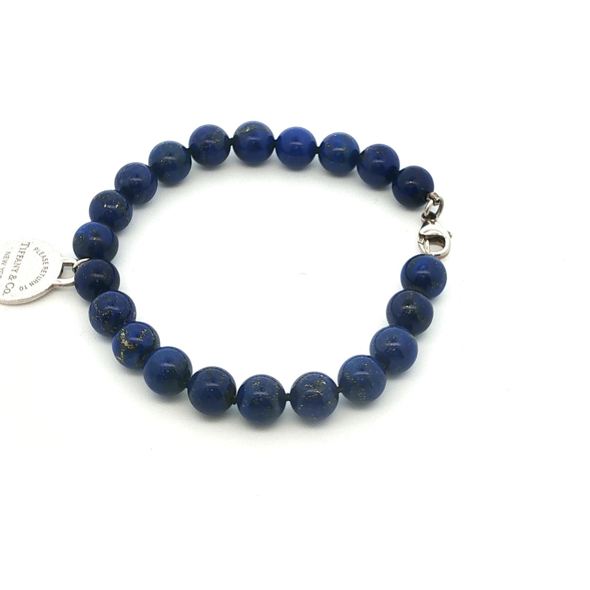 Tiffany & Co. Blue Lapis Bead + Round Tag Bracelet