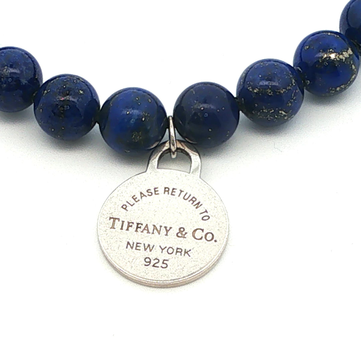 Tiffany & Co. Blue Lapis Bead + Round Tag Bracelet