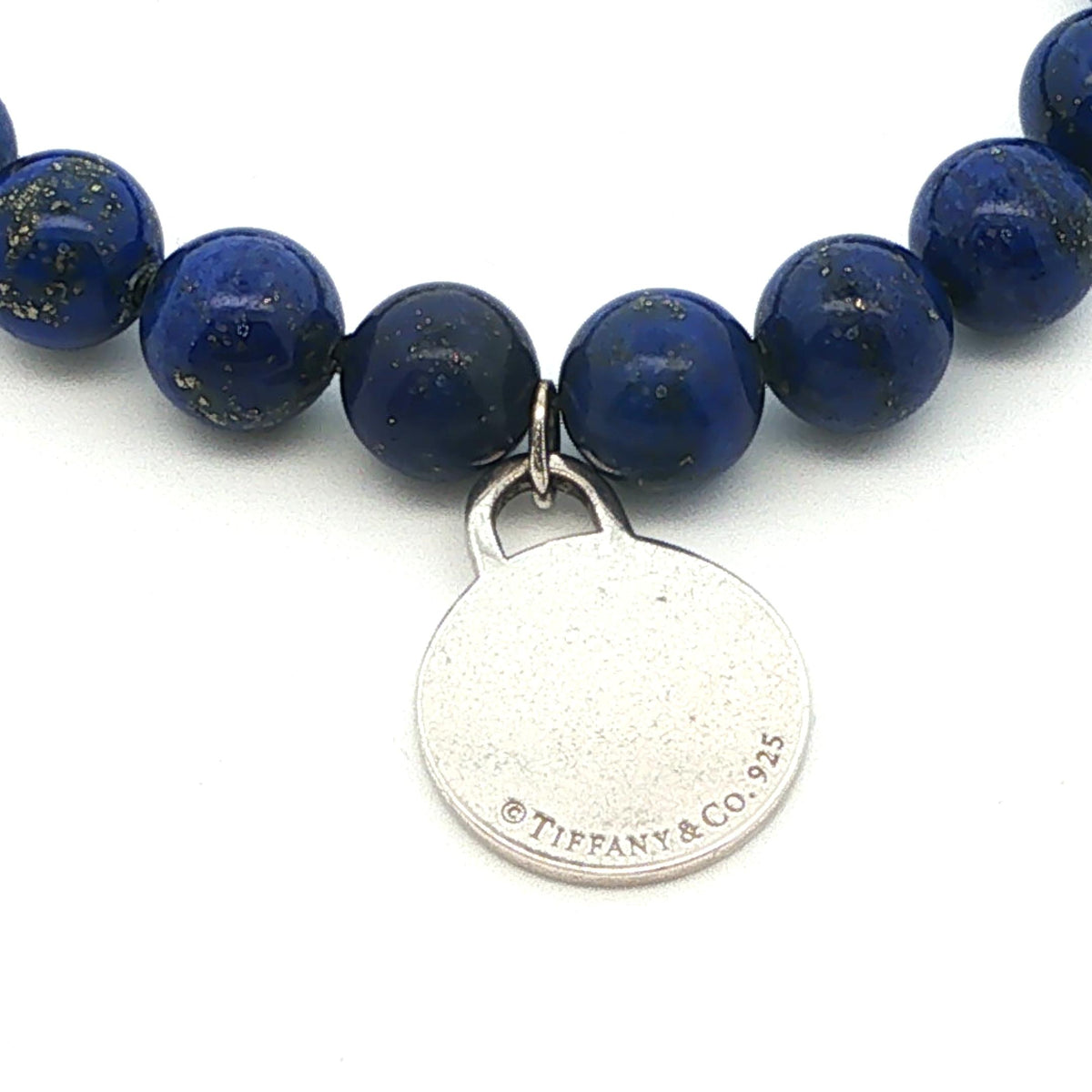 Tiffany & Co. Blue Lapis Bead + Round Tag Bracelet