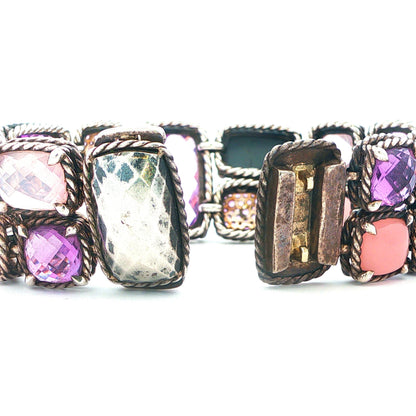 David Yurman Sterling Silver Multistone Mosaic Chatelaine Bracelet Size 7"
