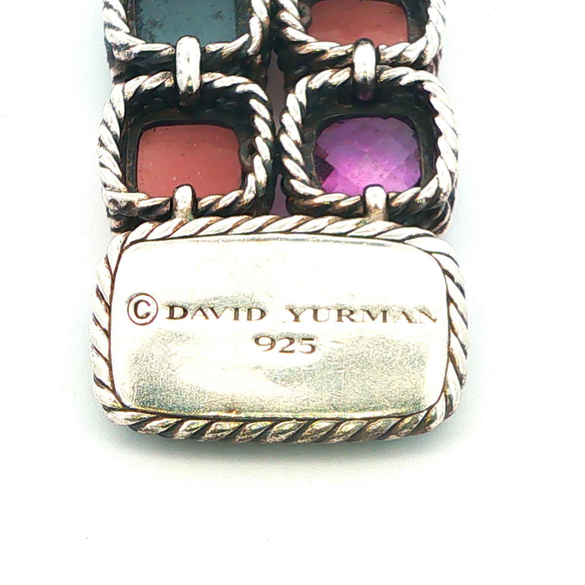 David Yurman Sterling Silver Multistone Mosaic Chatelaine Bracelet Size 7"