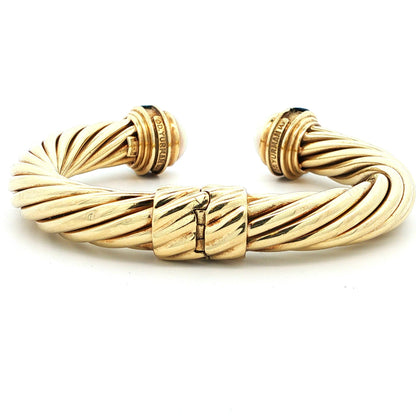 David Yurman 14k Yellow Gold Sapphire & Pearl Hinged Bangle