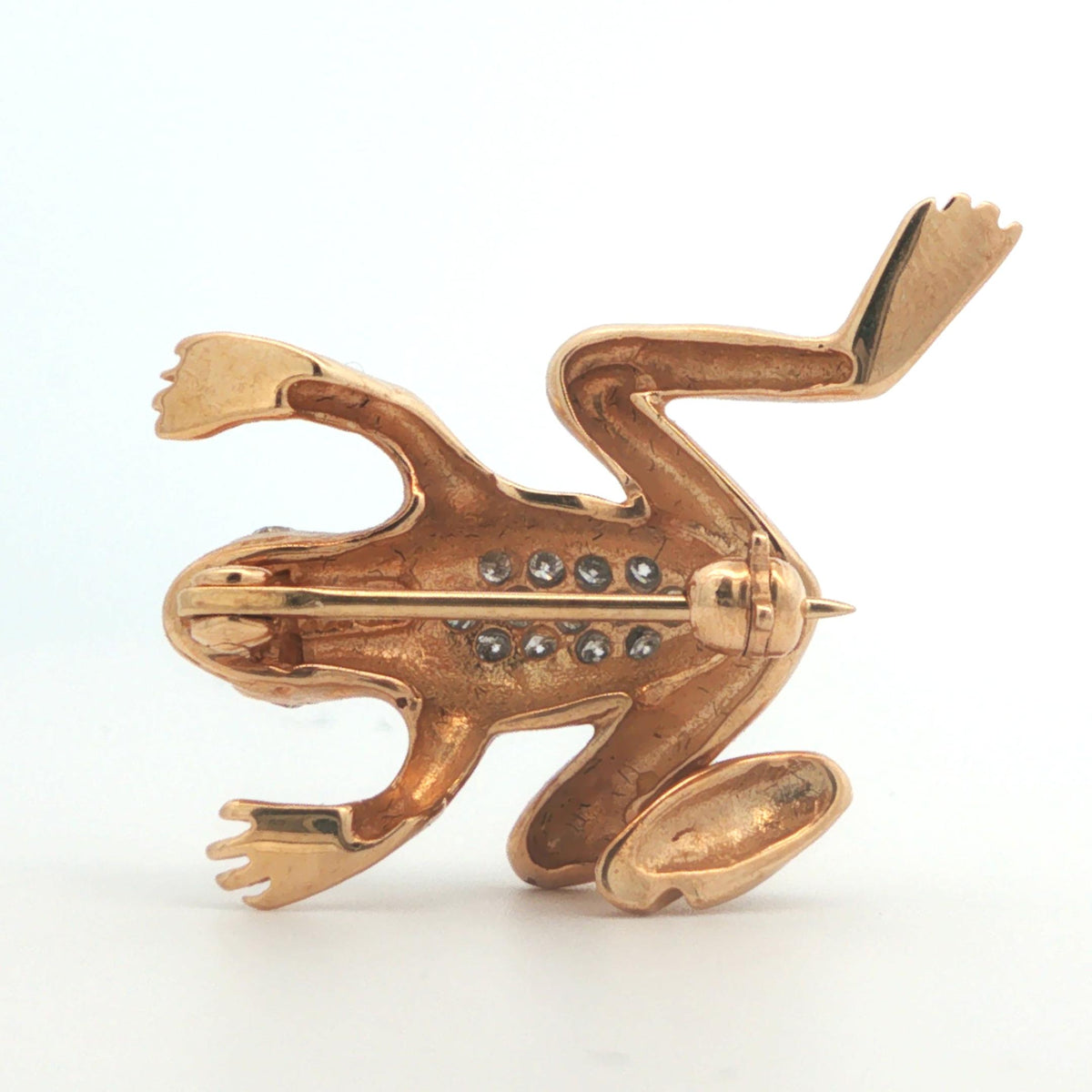 Contemporary 14k Yellow/White Gold Diamond Frog Pin