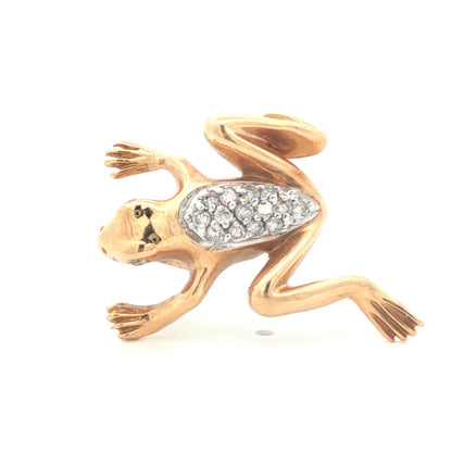 Contemporary 14k Yellow/White Gold Diamond Frog Pin
