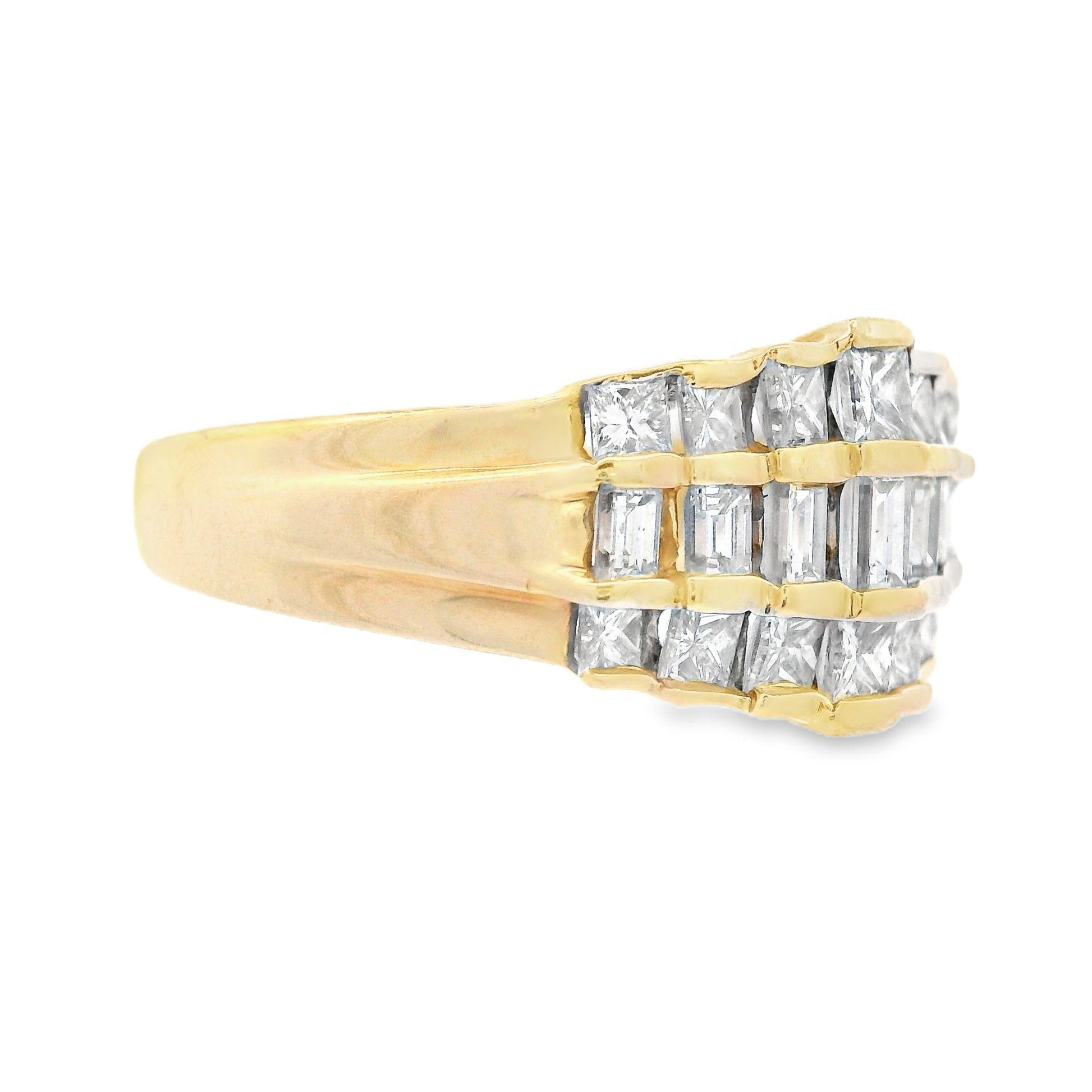 Contemporary 14K Yellow Gold Baguette and Princess Diamond Band w/ appraisal