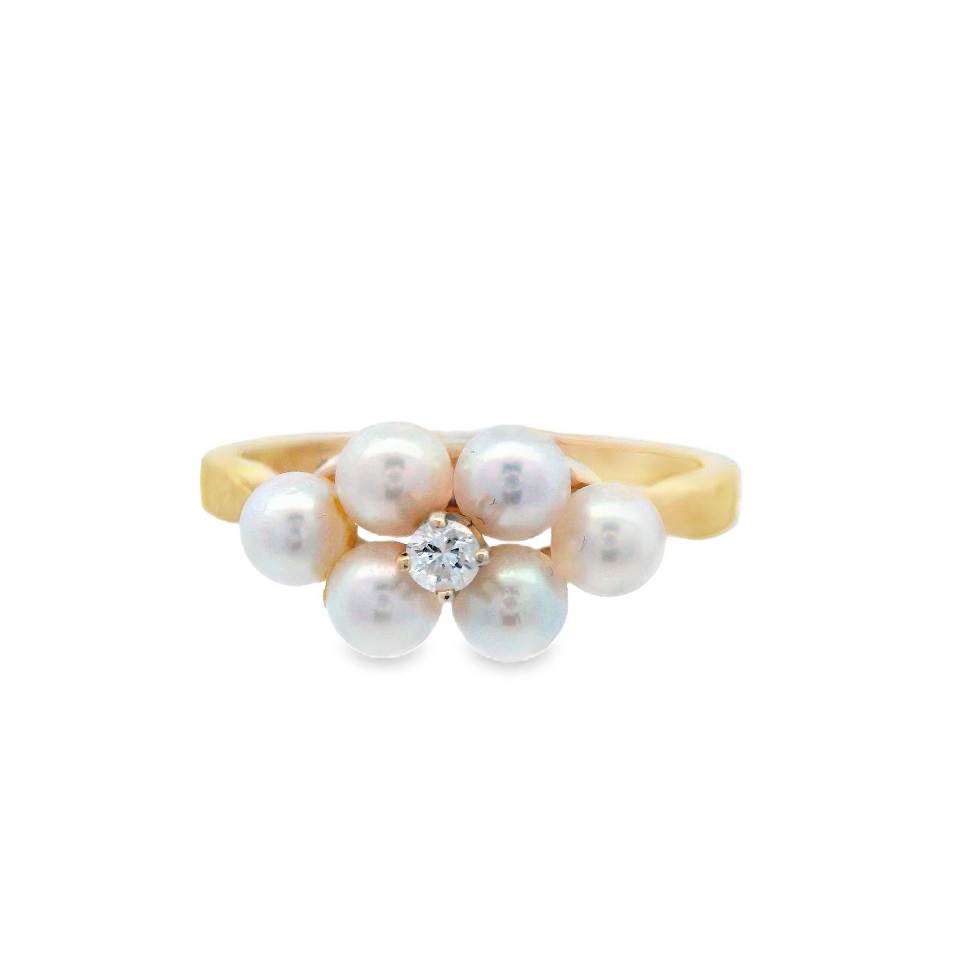 Tiffany & Co. 14k Yellow Gold Diamond and Pearl Ring