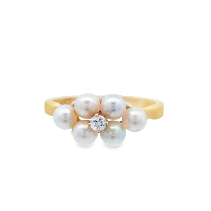Tiffany & Co. 14k Yellow Gold Diamond and Pearl Ring