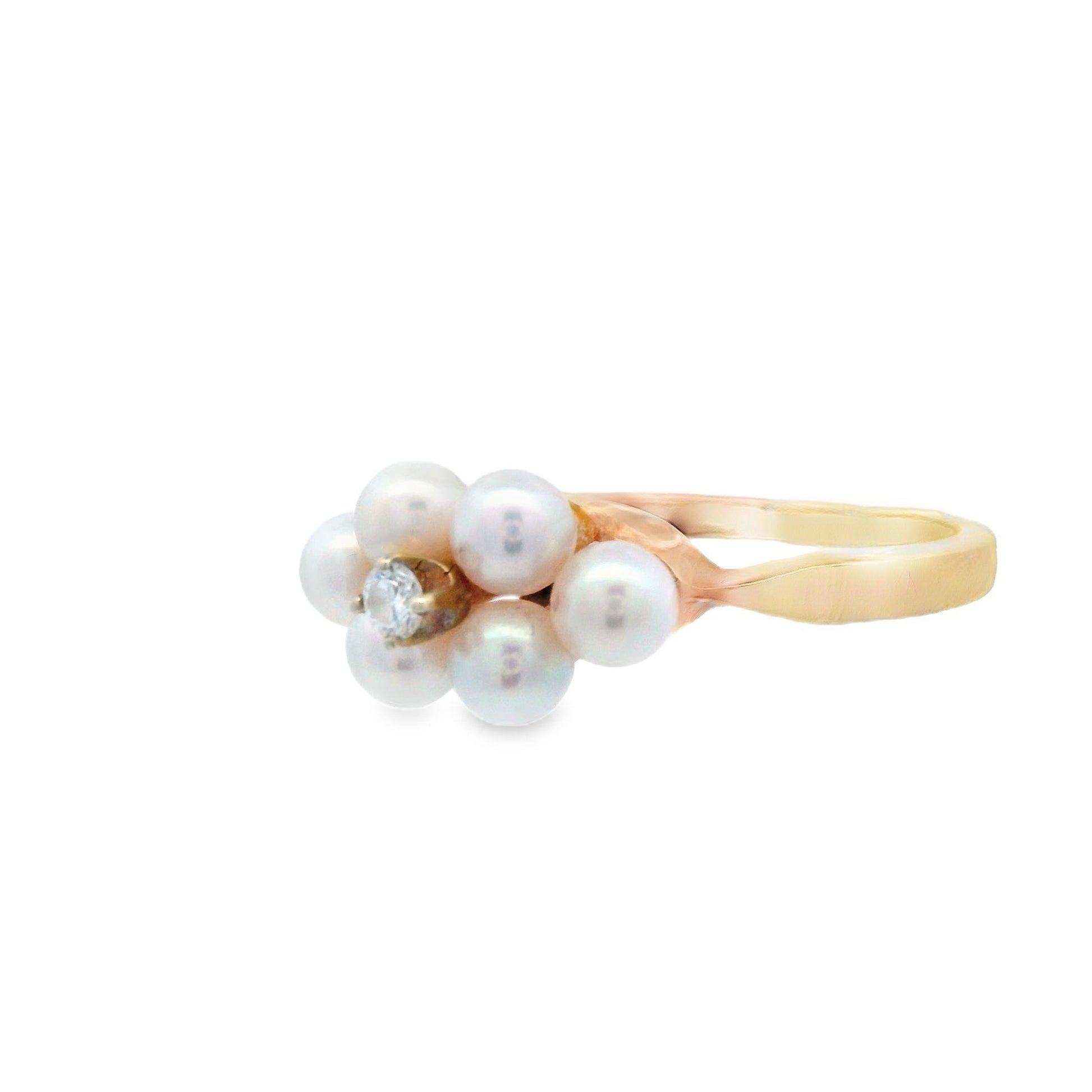 Tiffany & Co. 14k Yellow Gold Diamond and Pearl Ring