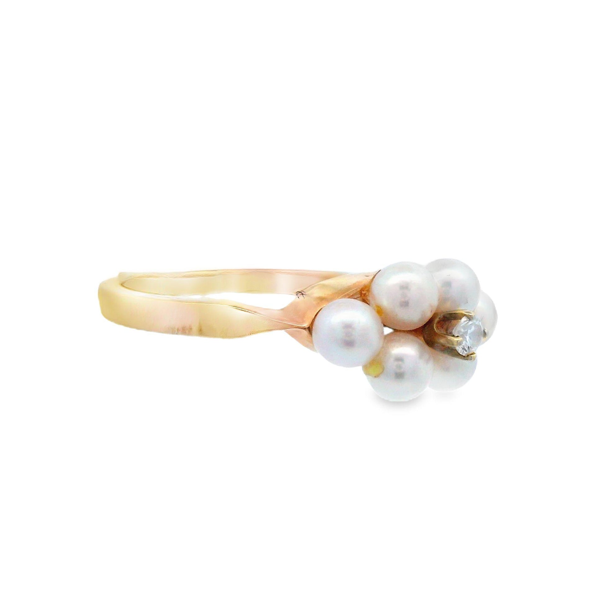 Tiffany & Co. 14k Yellow Gold Diamond and Pearl Ring