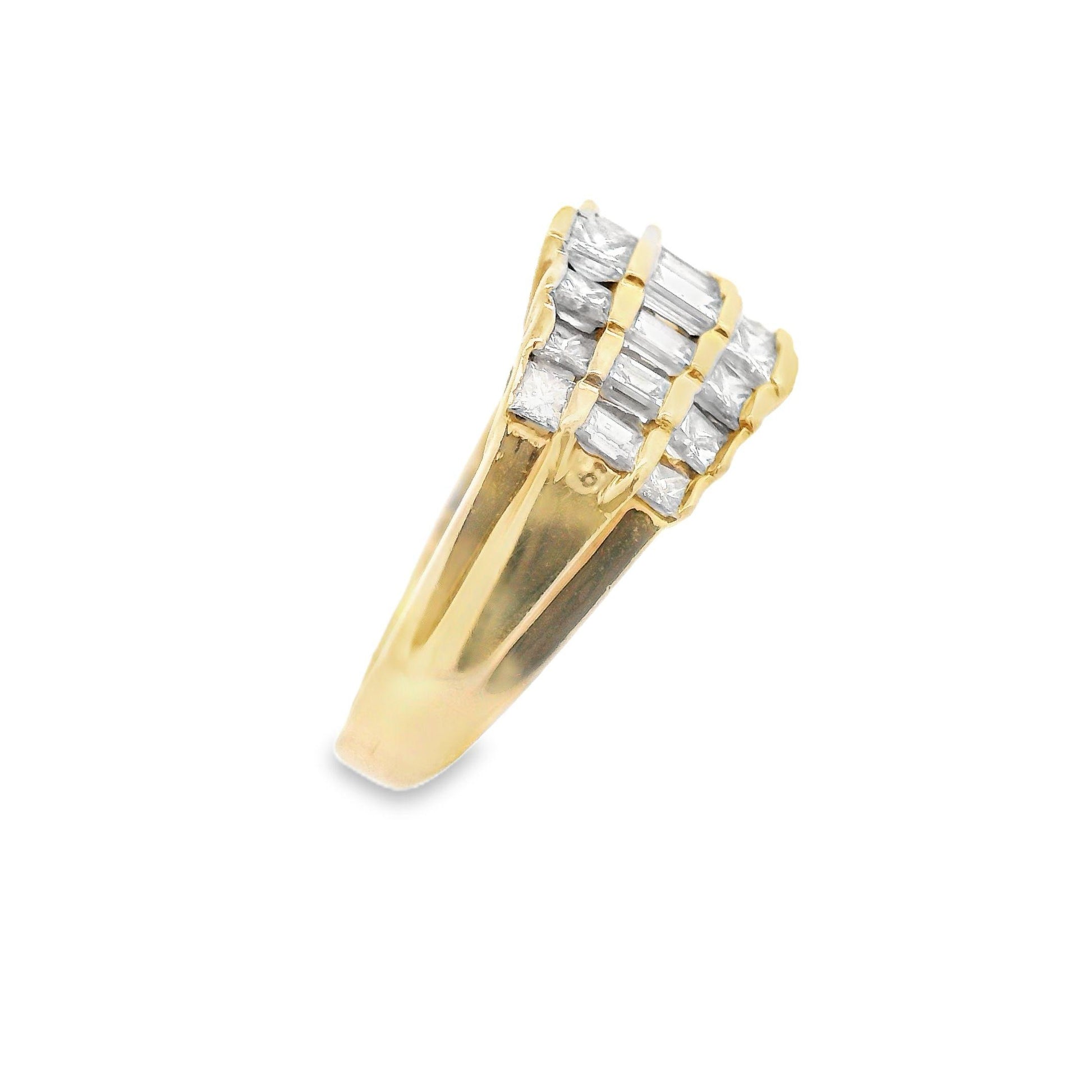 Contemporary 14K Yellow Gold Baguette and Princess Diamond Band w/ appraisal