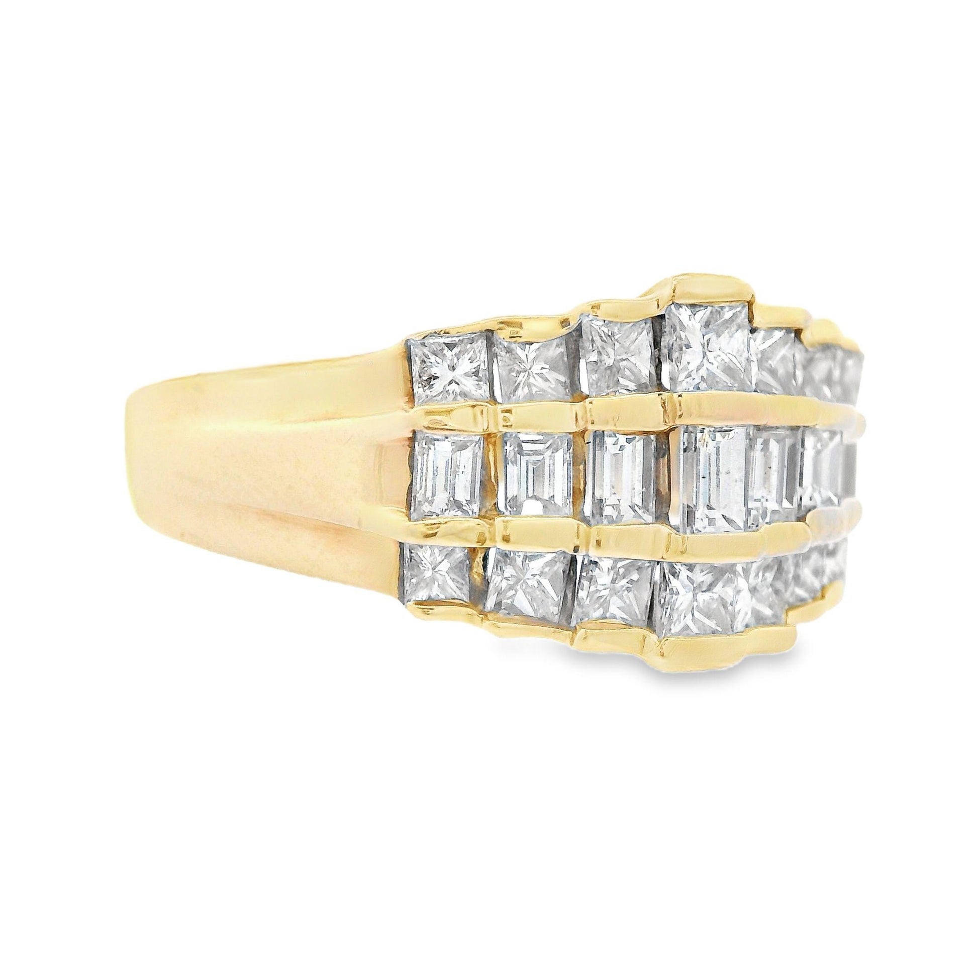 Contemporary 14K Yellow Gold Baguette and Princess Diamond Band w/ appraisal