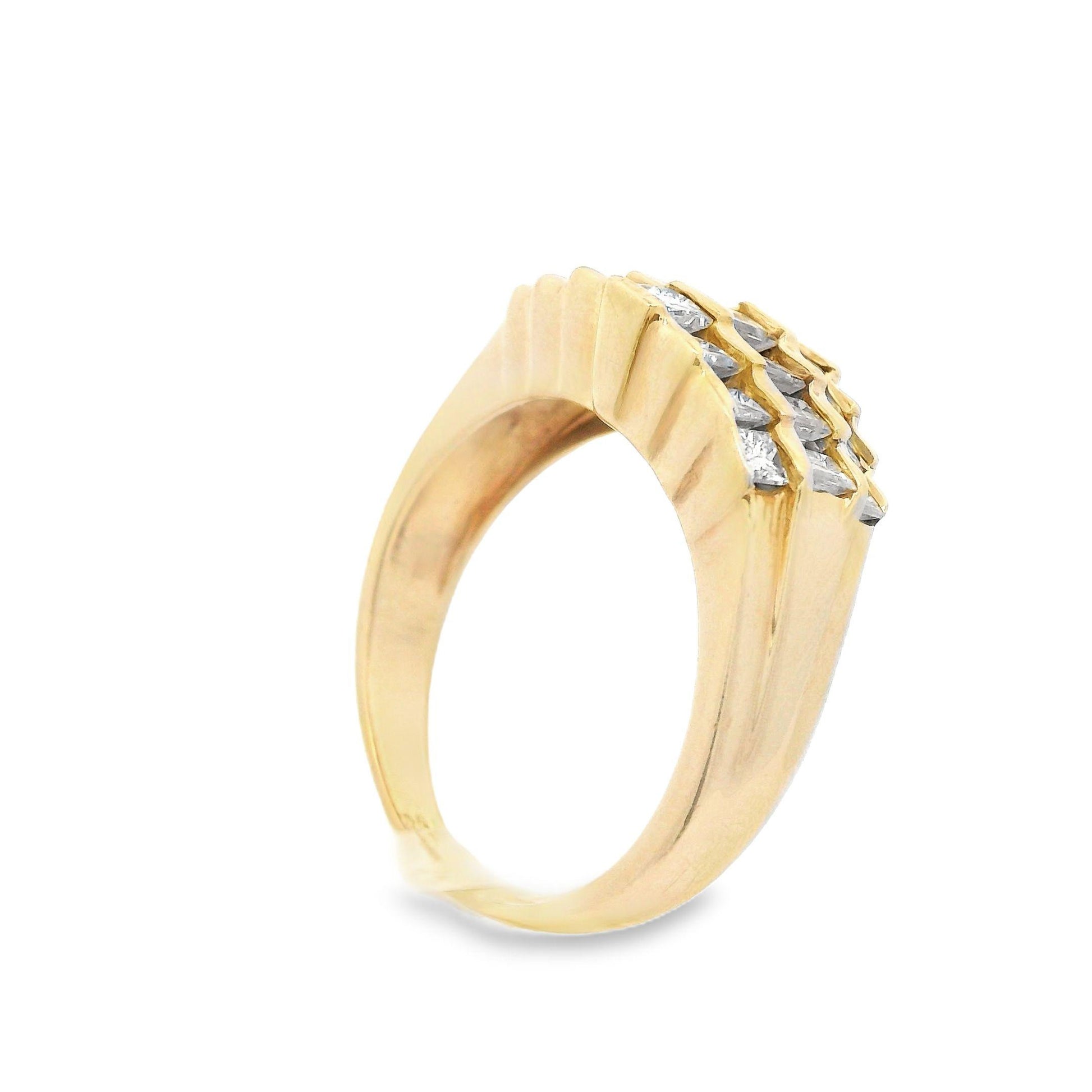 Contemporary 14K Yellow Gold Baguette and Princess Diamond Band w/ appraisal
