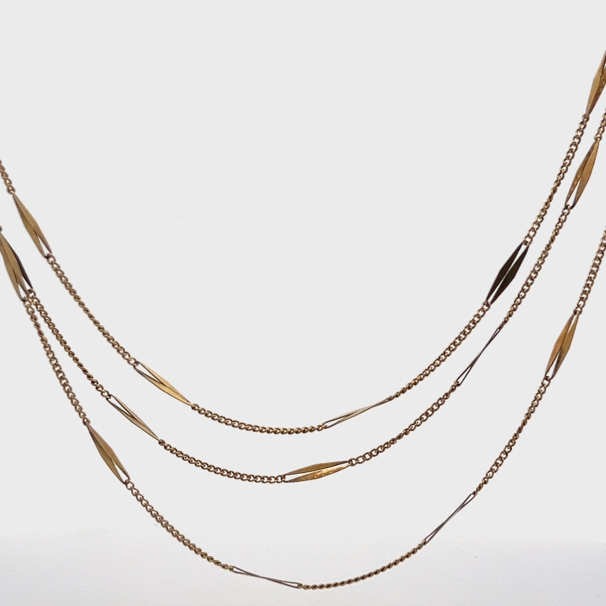 18k Yellow Gold LONG French Bar Chain 61"