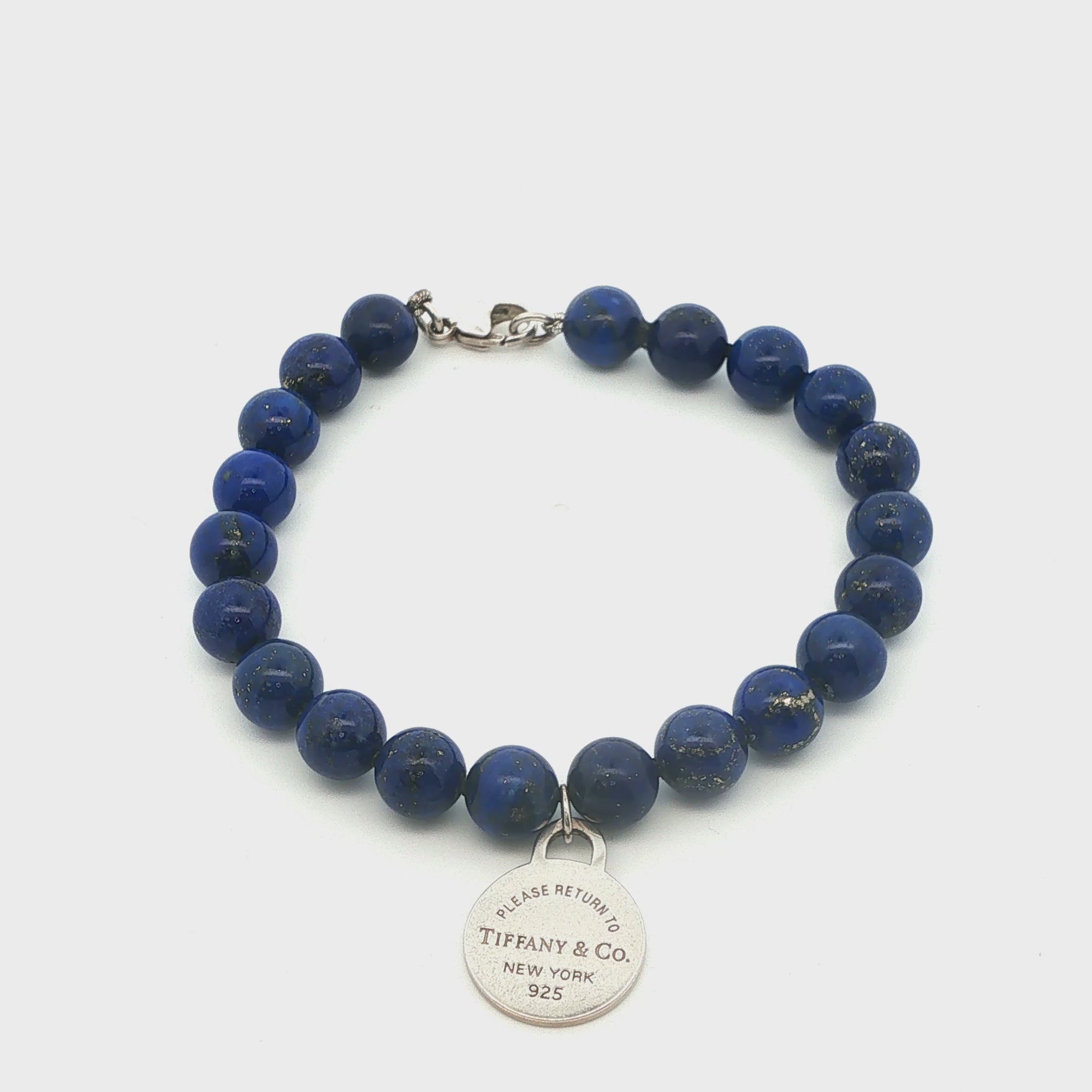Tiffany & Co. Blue Lapis Bead + Round Tag Bracelet