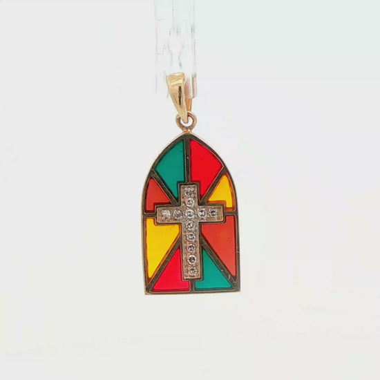 14k Yellow Gold & Diamond Cross Pendant