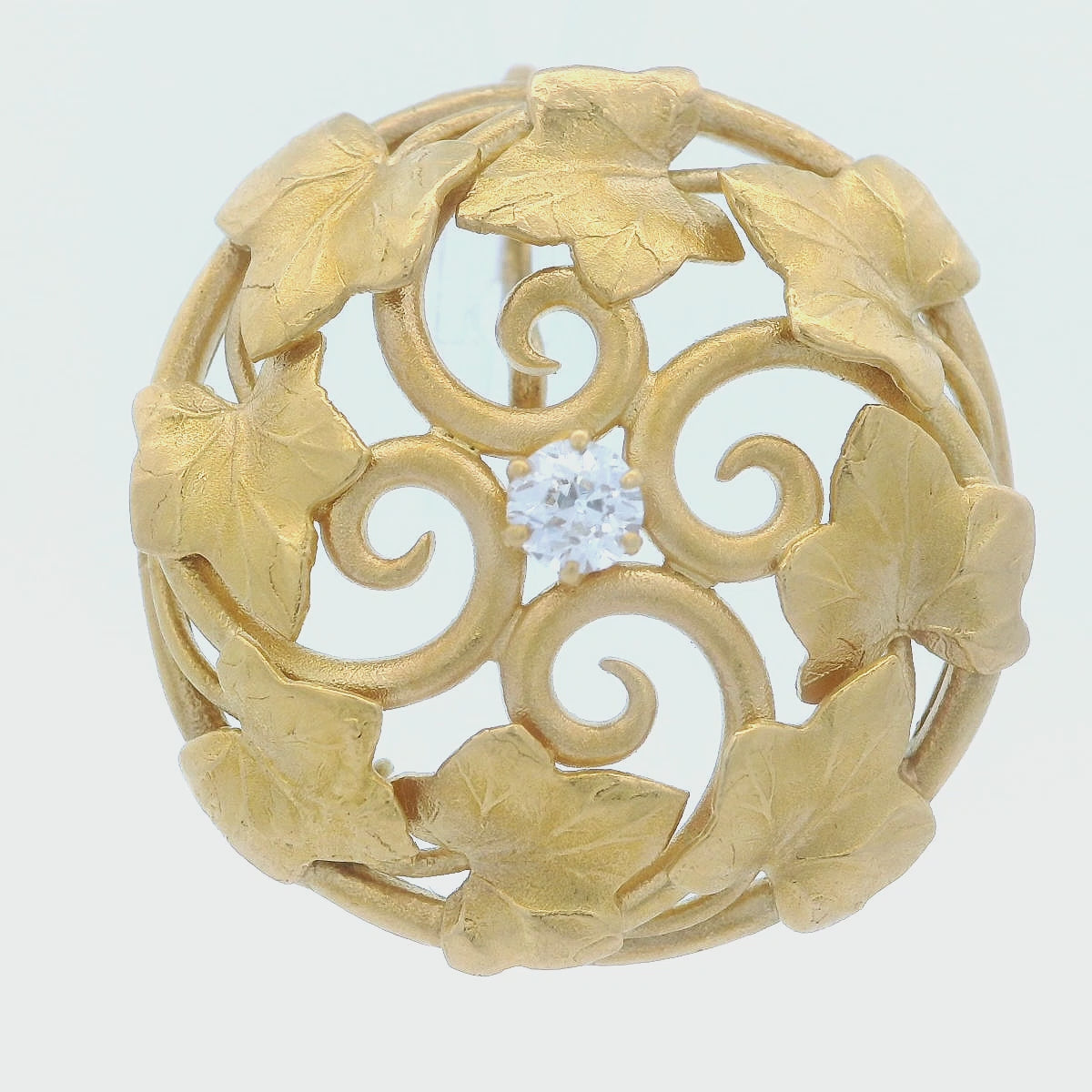 Art Nouveau 18k Yellow Gold and Old Mine Cut Diamond Watch Holder/Pendant