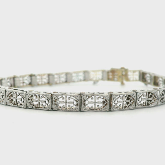 Handcrafted Art Deco Platinum over Gold Filigree Bracelet