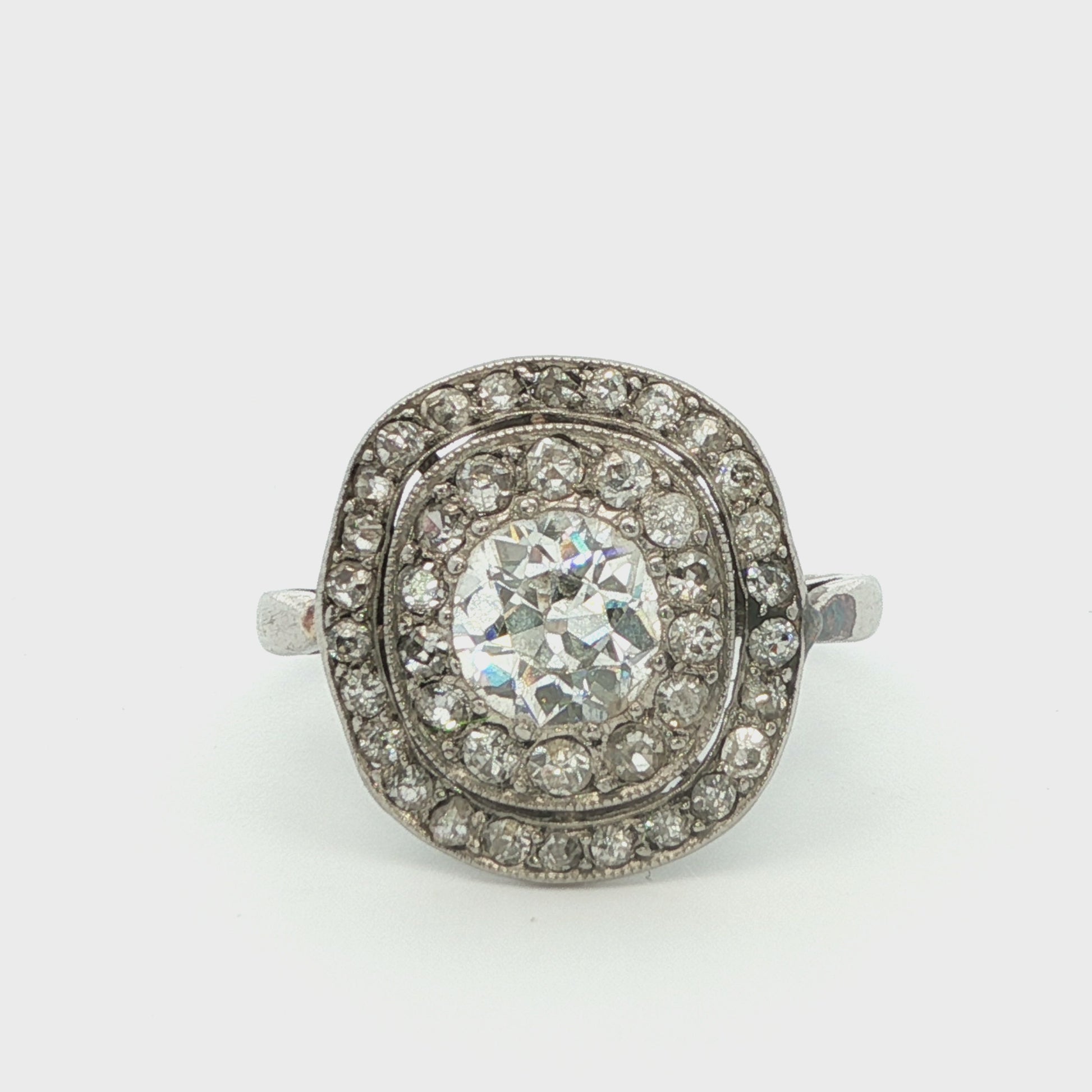 Platinum Art Deco Diamond Cluster Ring