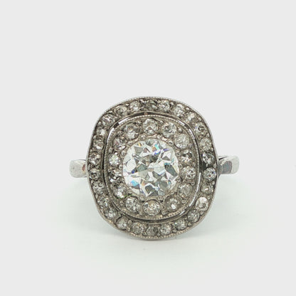 Platinum Art Deco Diamond Cluster Ring
