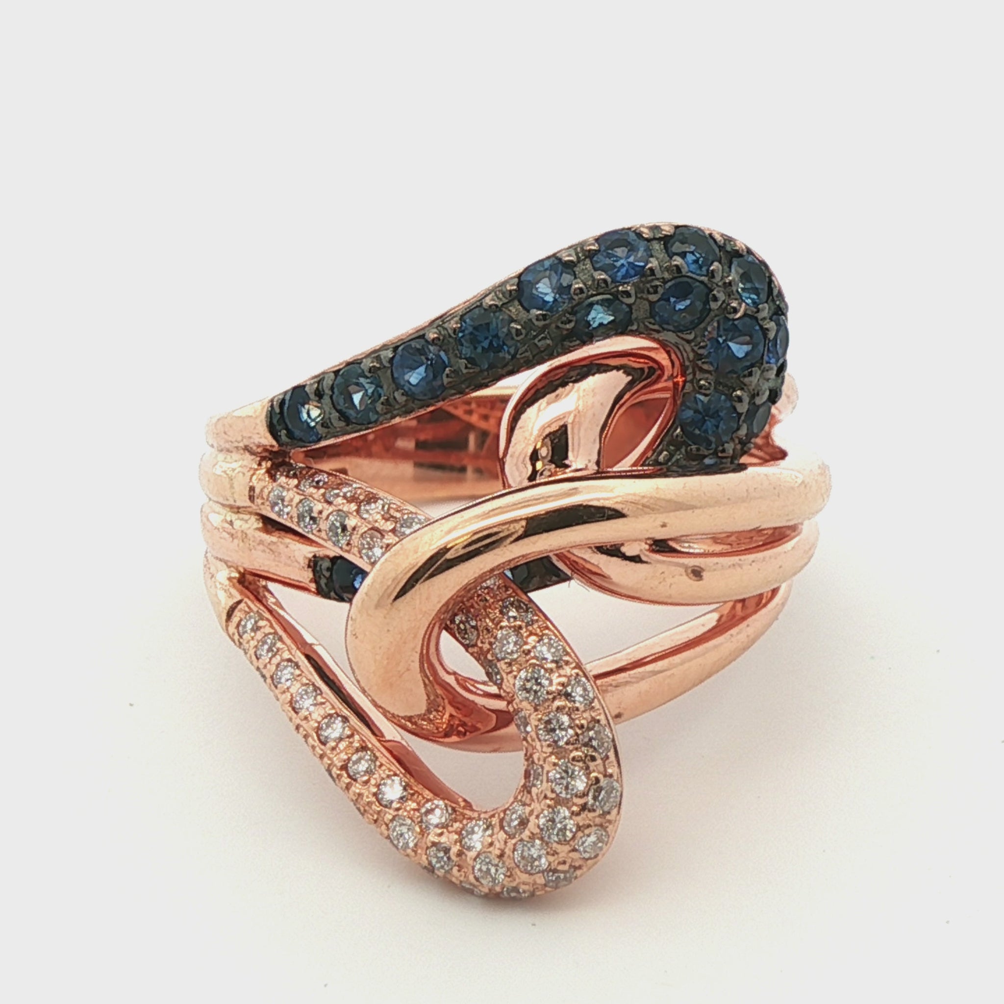 Levian 14k Rose Gold Sapphire & Diamond Ring