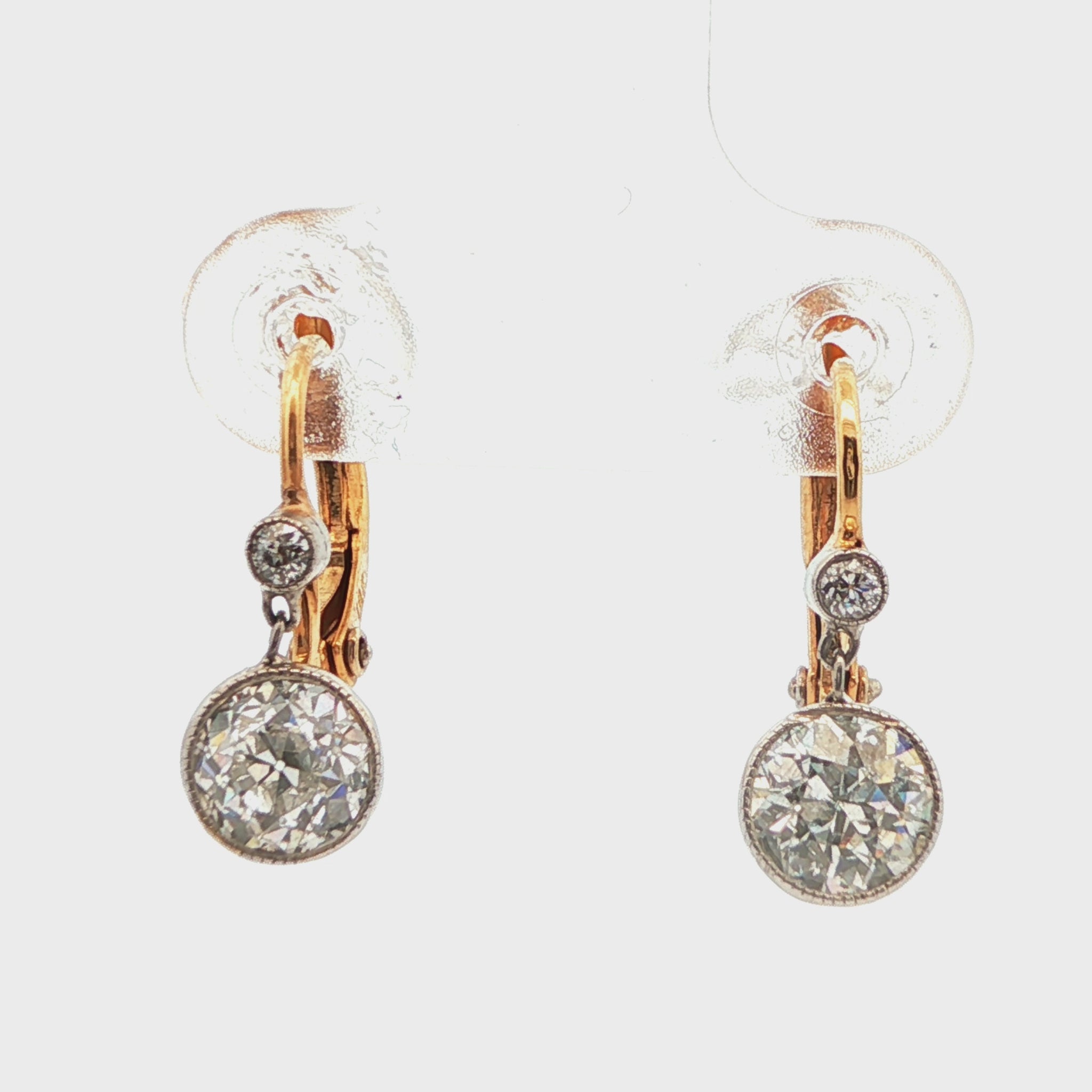 18k Yellow Gold Art Deco Yellow Gold Diamond Drop Earrings