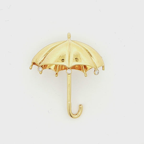 Tiffany & Co. 18k Yellow Gold & Diamond Umbrella Pin/Brooch