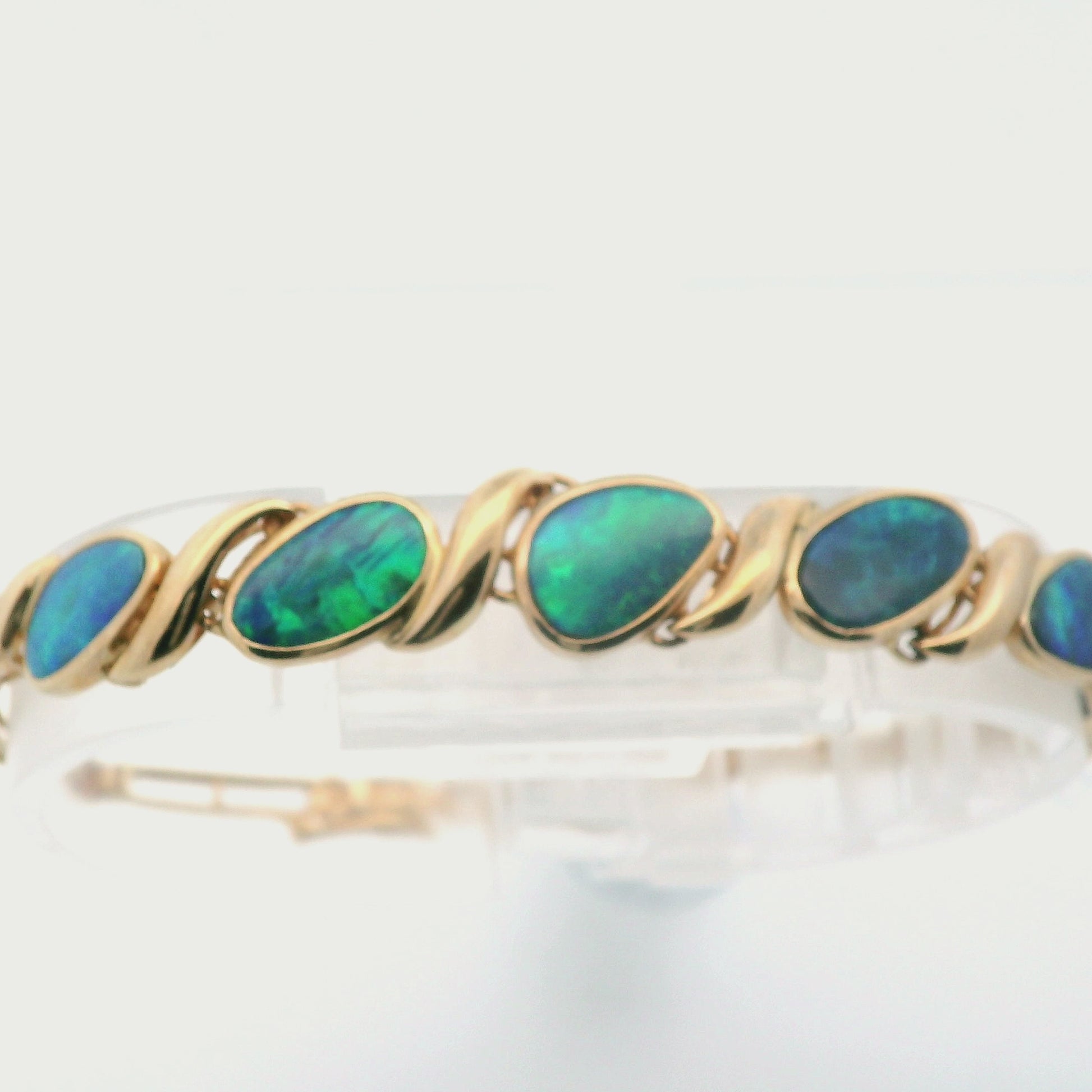 Vintage 14k Yellow Gold Black Opal Bracelet