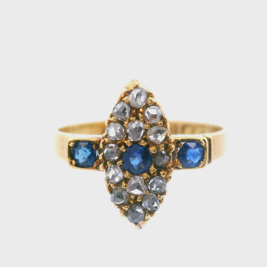 18k Yellow Gold Sapphire & Diamond Ring