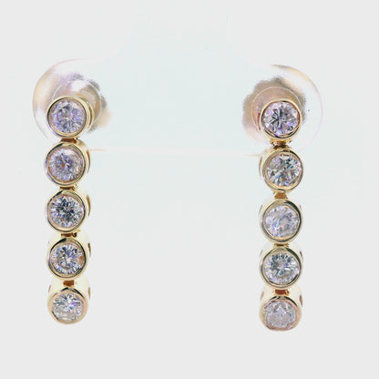 14k Yellow Gold Straight Row Diamond Drop Earrings