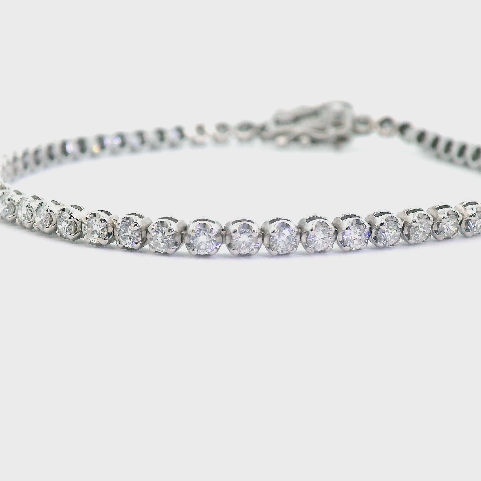 14k White Gold Diamond Tennis Bracelet 2mm 1.74 ct w/ Appraisal