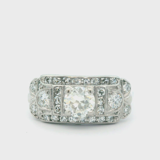 14k White Gold & Palladium Vintage Diamond Ring