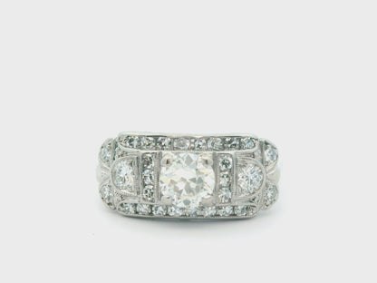 14k White Gold & Palladium Vintage Diamond Ring